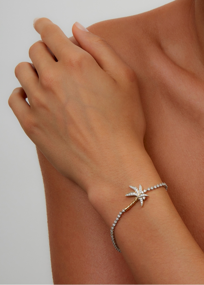 BRACELET RIVIÈRE PALMIER DIAMANTS 2 ORS