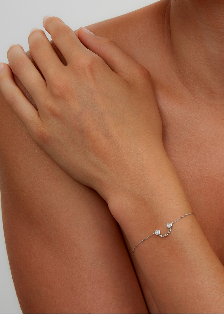BRACELET SOURIRE DIAMANTS OR BLANC