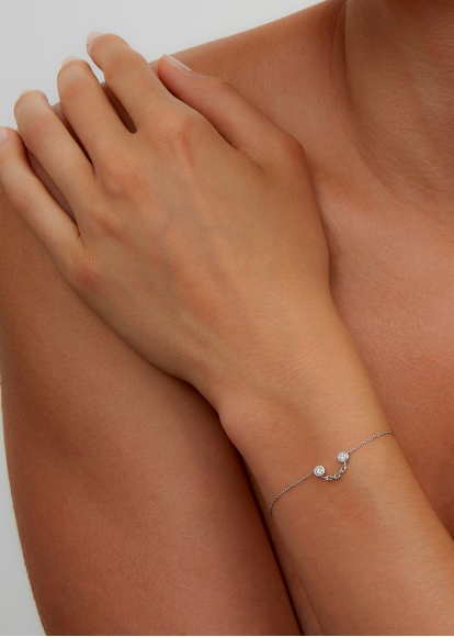 BRACELET SOURIRE DIAMANTS OR BLANC