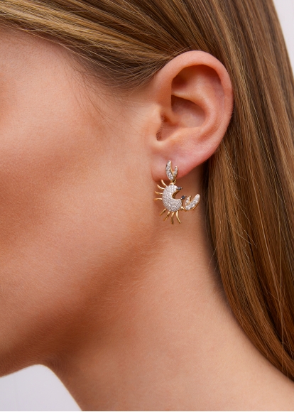 BOUCLE D'OREILLE CRUSTACÉ DIAMANTS OR JAUNE
