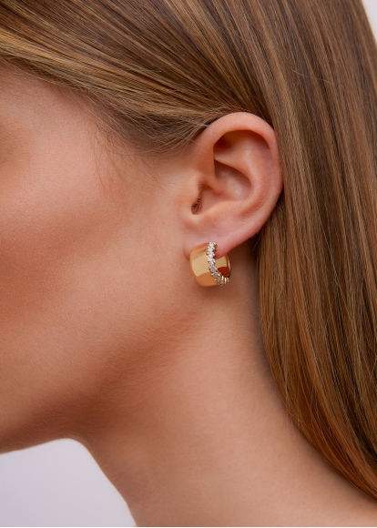 PAIRE DE BOUCLES D’OREILLE GRIGNOTÉES OR JAUNE