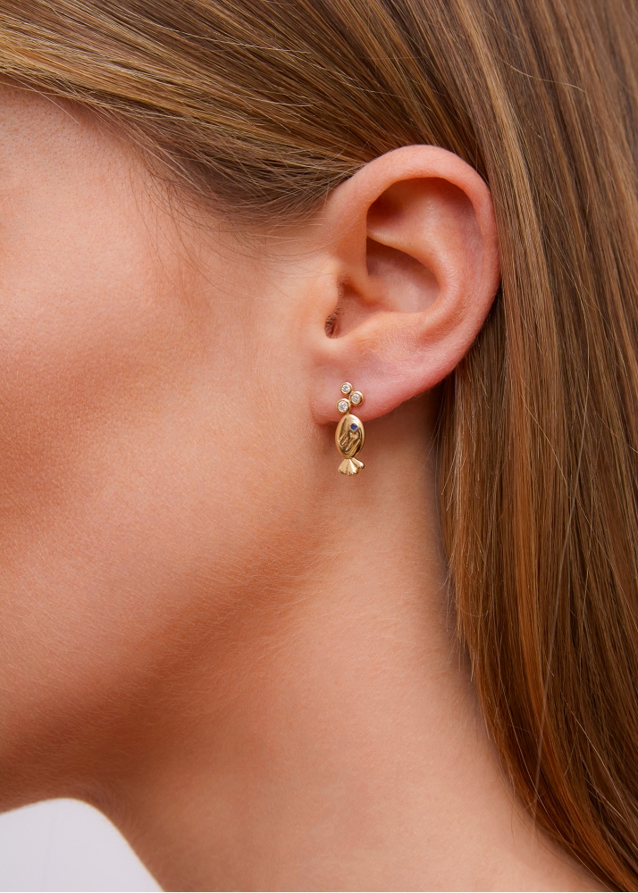 PAIRE DE BOUCLES D’OREILLE SOUS L’EAU OR JAUNE