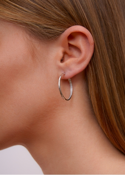 PAIRE DE CRÉOLES DIAMANTÉES GM OR BLANC