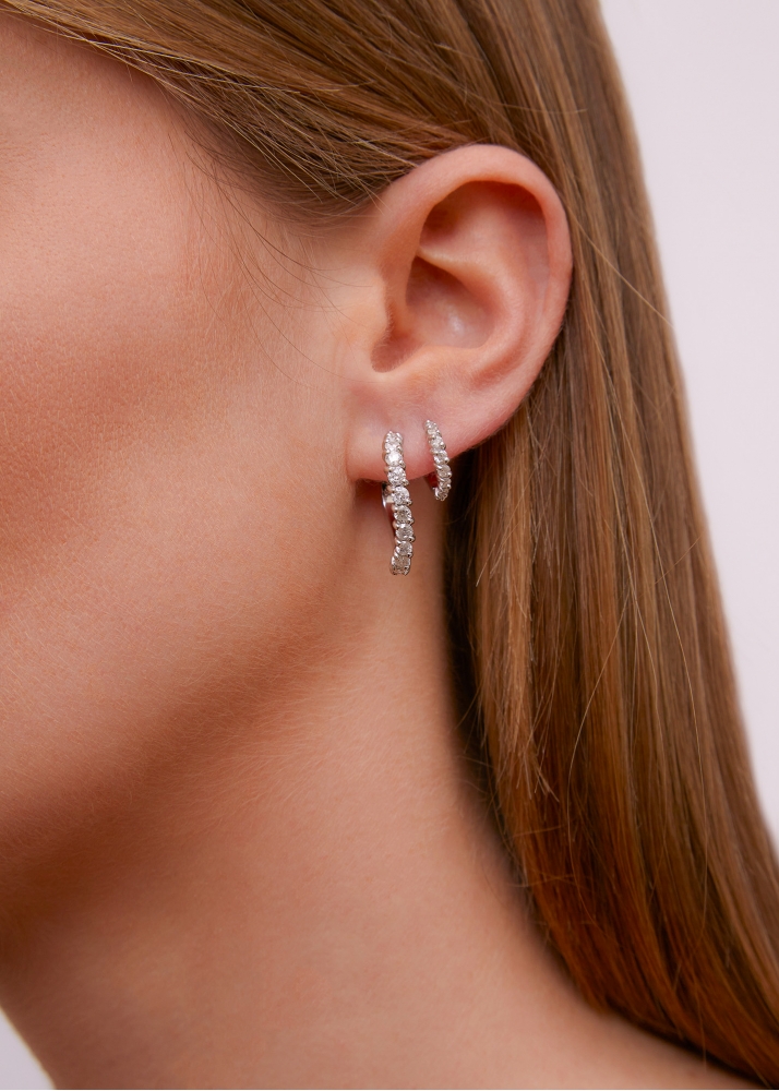PAIRE DE CRÉOLES VAGUE DIAMANTS GM OR BLANC