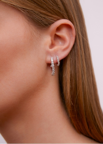 PAIRE DE CRÉOLES VAGUE DIAMANTS GM OR BLANC