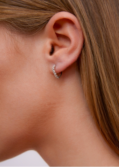 PAIRE DE CRÉOLES VAGUE DIAMANTS PM OR BLANC