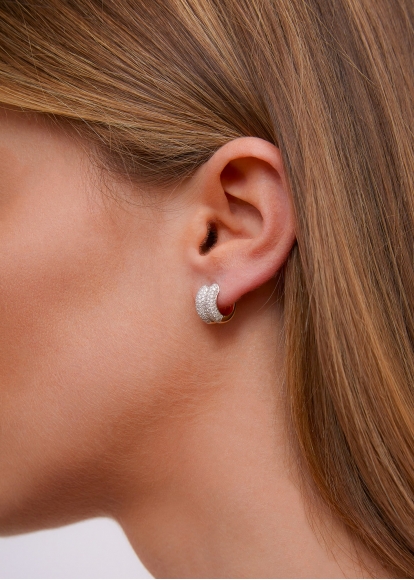 PAIRE DE MINI CRÉOLES BOUÉES FULL DIAMANTS 2 ORS