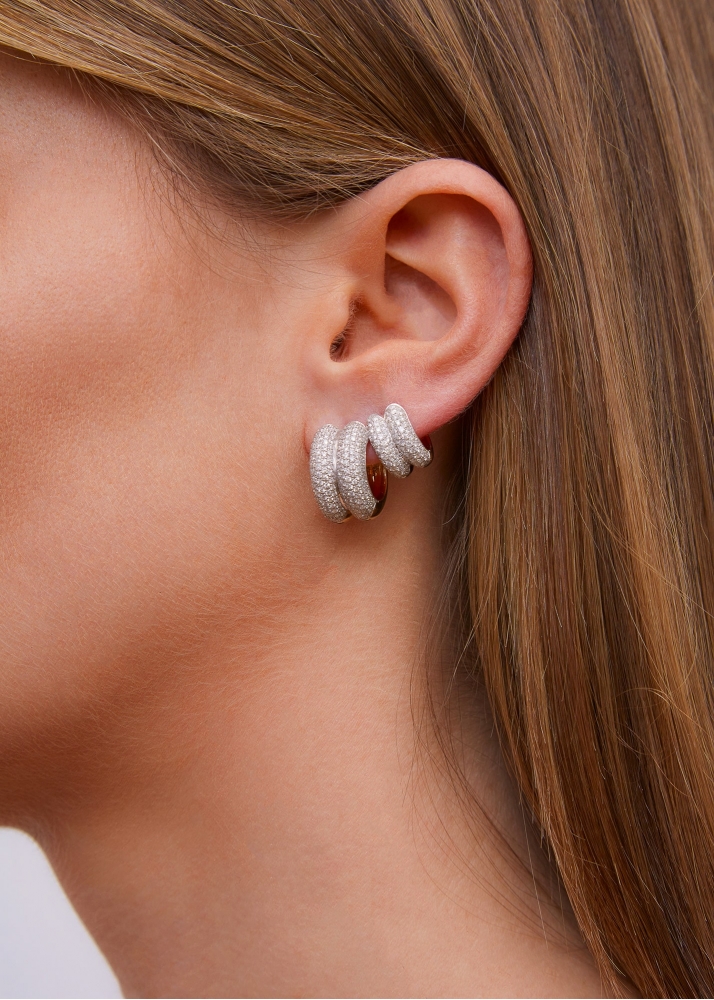 PAIRE DE CRÉOLES BOUÉES FULL DIAMANTS 2 ORS