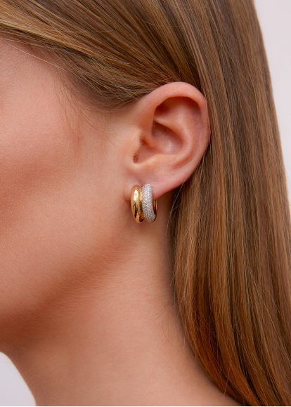 PAIRE DE CRÉOLES BOUÉES DIAMANTS 2 ORS