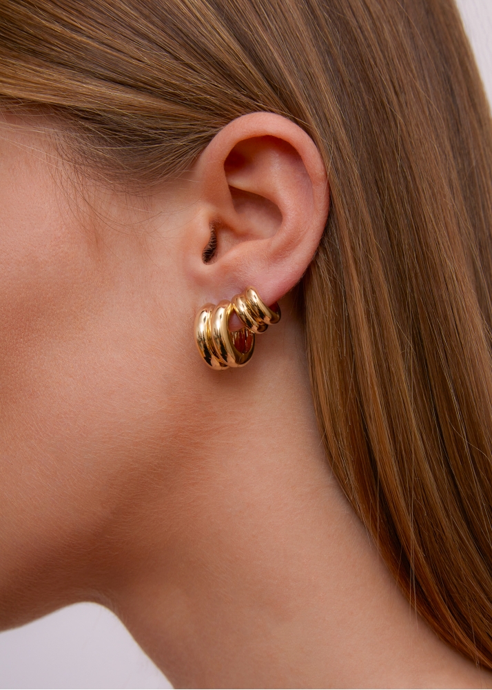 PAIRE DE MINI CRÉOLES BOUÉES GOLD OR JAUNE