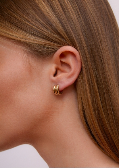 PAIRE DE MINI CRÉOLES BOUÉES GOLD OR JAUNE