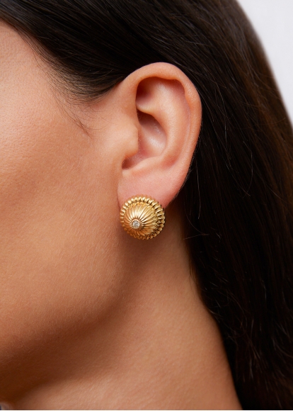 PAIRE DE BOUCLES D'OREILLE CANNELÉES GM OR JAUNE