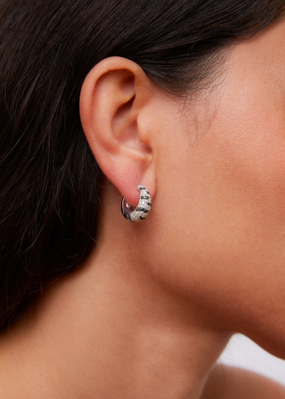 PAIRE DE CRÉOLES ZÈBRE DIAMANTS GM OR BLANC