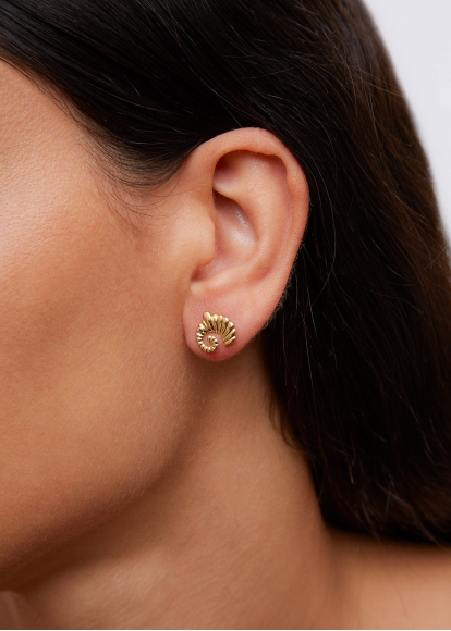 PAIRE DE PUCES ELEPHANT COQUILLAGE GOLD OR JAUNE