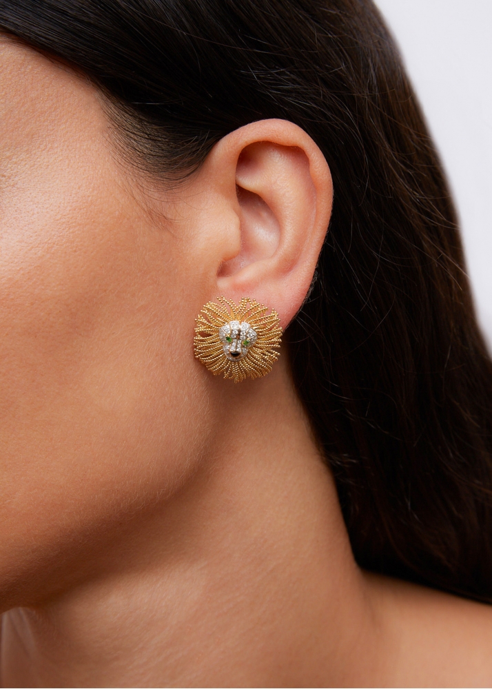 PAIRE DE BOUCLES D'OREILLE LION D’OR OR JAUNE