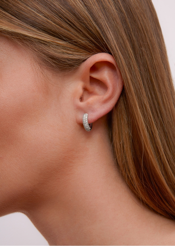 PAIRE DE CRÉOLES LISSES DIAMANTS OR BLANC