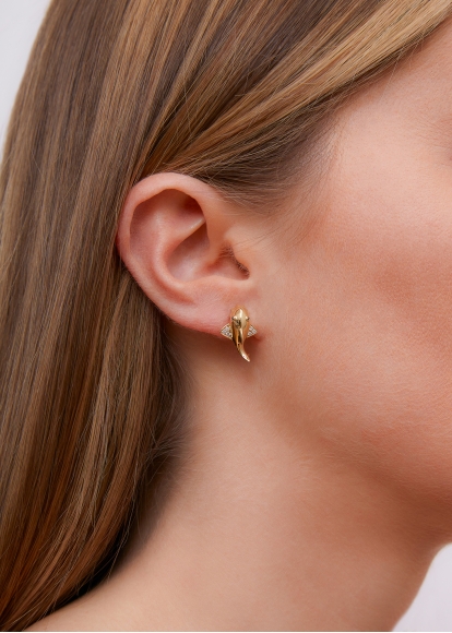 MINI BOUCLE D'OREILLE REQUIN OR JAUNE
