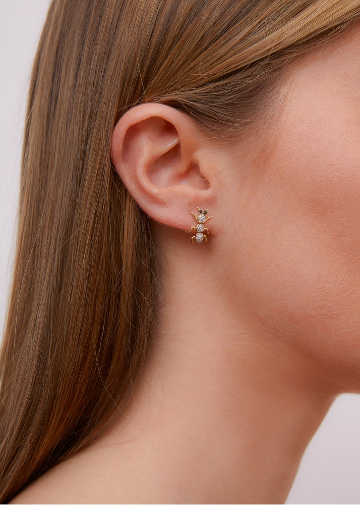 BOUCLE D'OREILLE FOURMI OR JAUNE