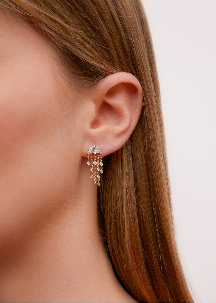 BOUCLE D'OREILLE MÉDUSE DIAMANTS 2 ORS