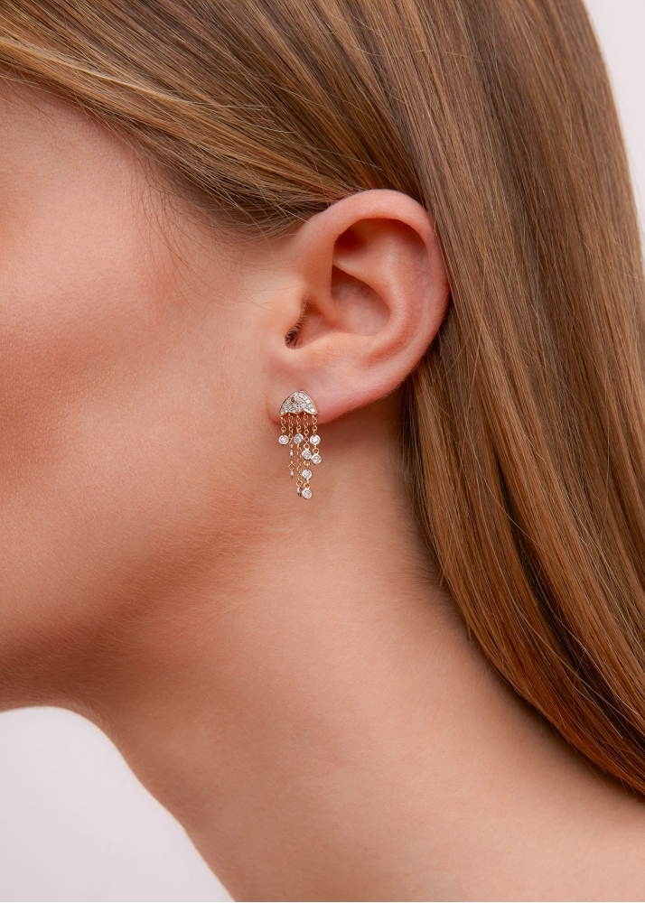 BOUCLE D'OREILLE MÉDUSE DIAMANTS 2 ORS