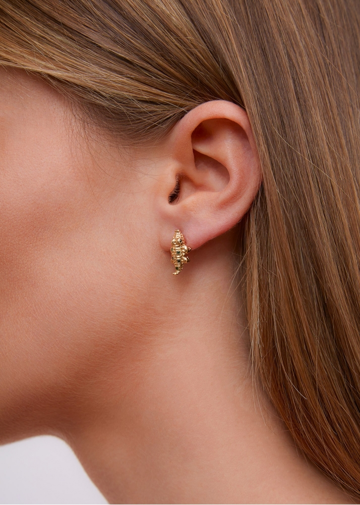 MINI BOUCLE D'OREILLE CROCO OR JAUNE