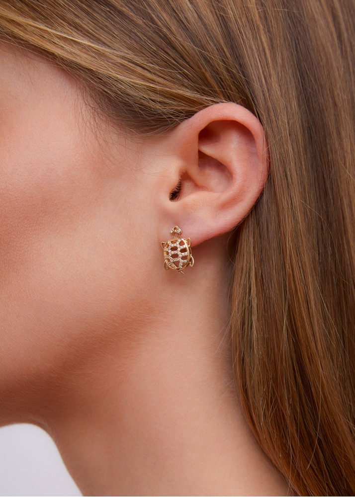 MINI BOUCLE D'OREILLE TORTUE OR JAUNE
