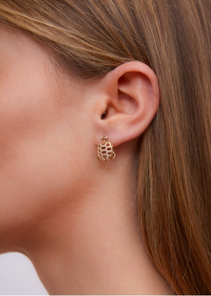 MINI BOUCLE D'OREILLE TORTUE OR JAUNE