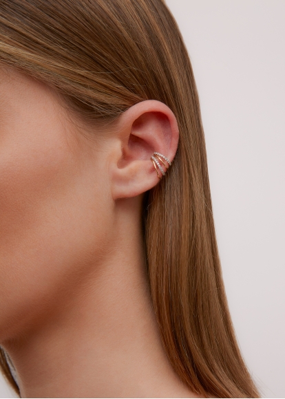 CLIP D'OREILLE 4 FILS DIAMANTS OR JAUNE