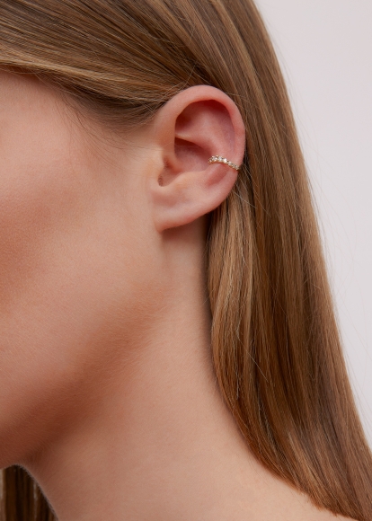 CLIP D'OREILLE VAGUE DIAMANTS OR JAUNE