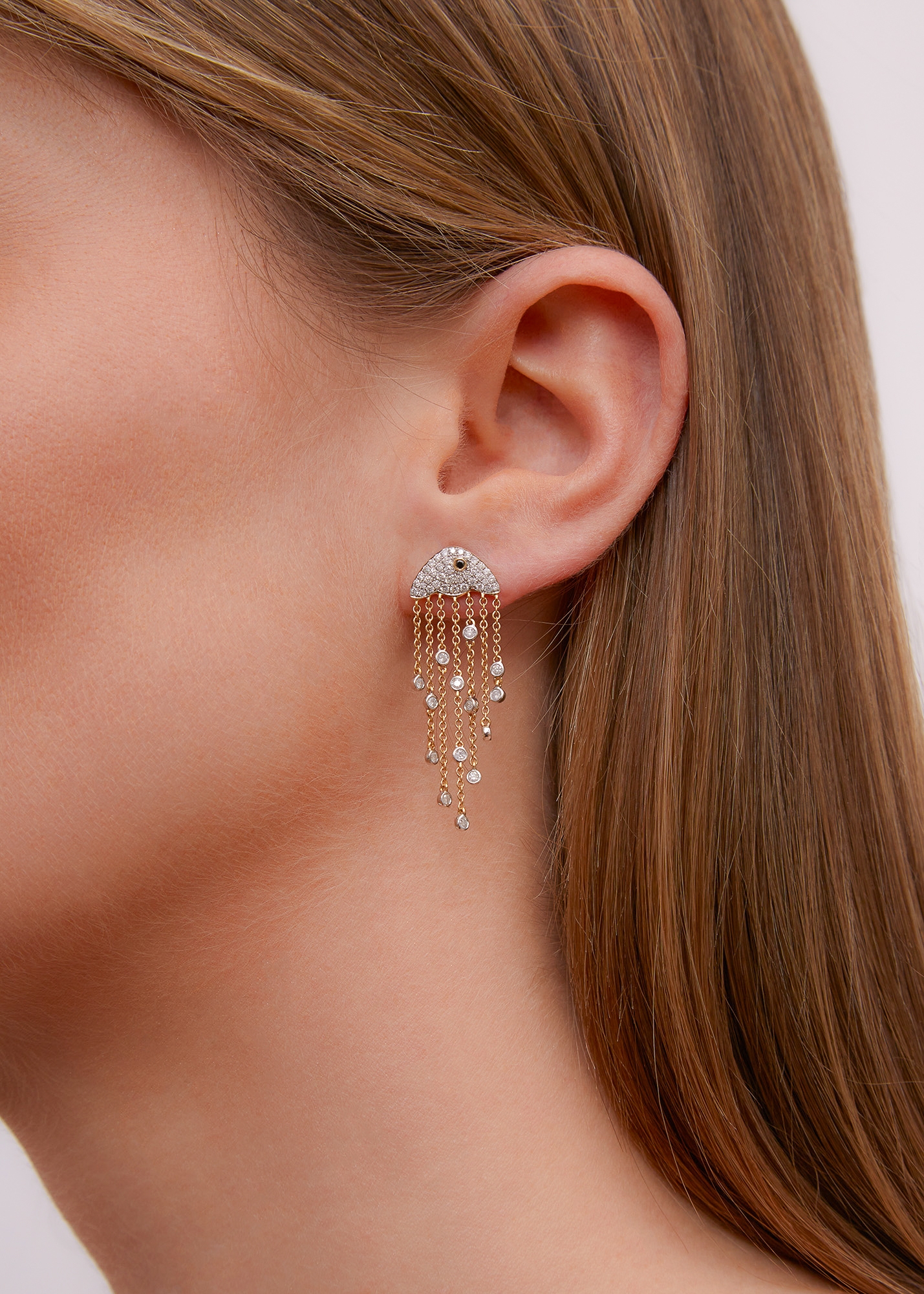 PAIRE DE BOUCLES D'OREILLE MAXI MÉDUSE DIAMANTS 2 ORS