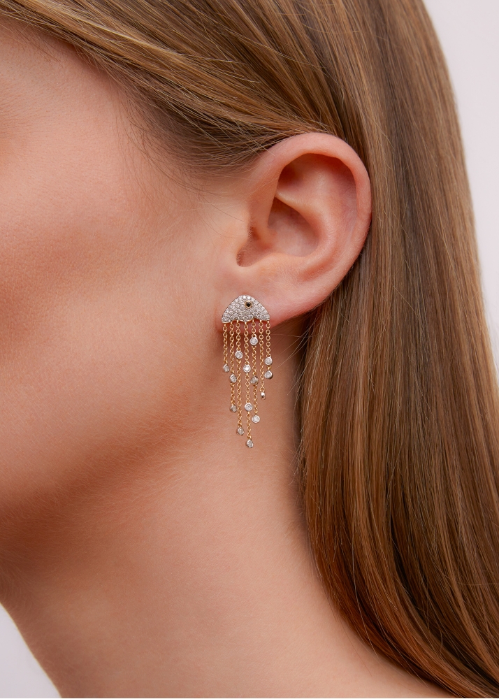 PAIRE DE BOUCLES D'OREILLE MAXI MÉDUSE DIAMANTS 2 ORS