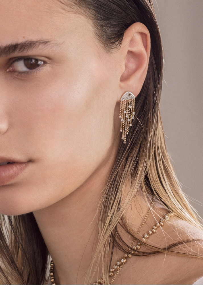 PAIRE DE BOUCLES D'OREILLE MAXI MÉDUSE DIAMANTS 2 ORS