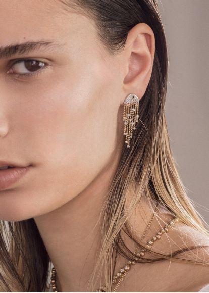 PAIRE DE BOUCLES D'OREILLE MAXI MÉDUSE DIAMANTS 2 ORS