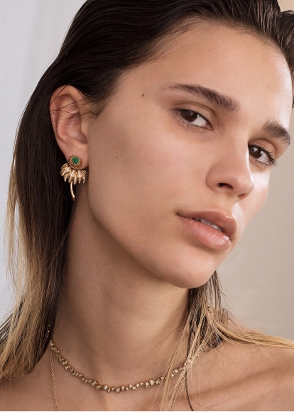 PUCE & DESSOUS DAHLIA MALACHITE OR JAUNE