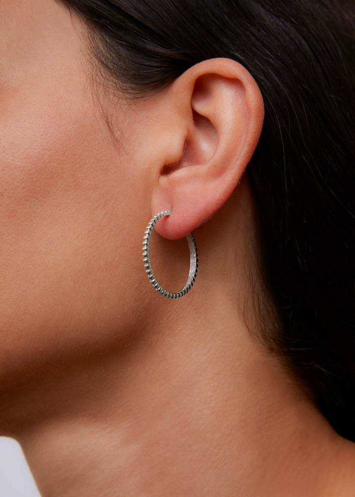 PAIRE DE CRÉOLES DIAMANTÉES BERLINGOT GM OR BLANC