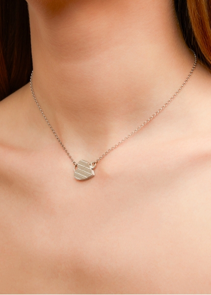 COLLIER CADENAS CLÉ OR BLANC