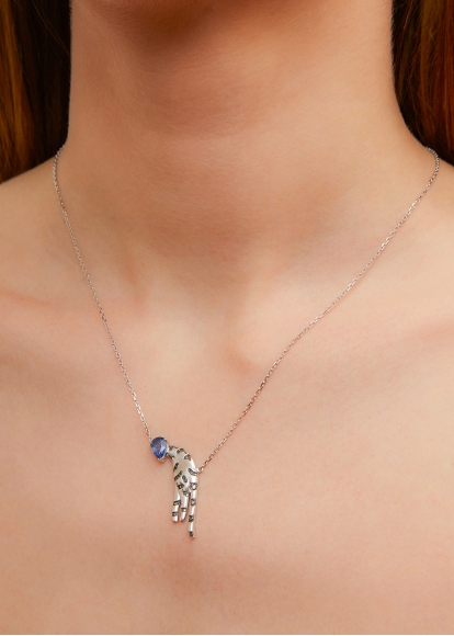 COLLIER FÉLIN SAPHIR GM OR BLANC