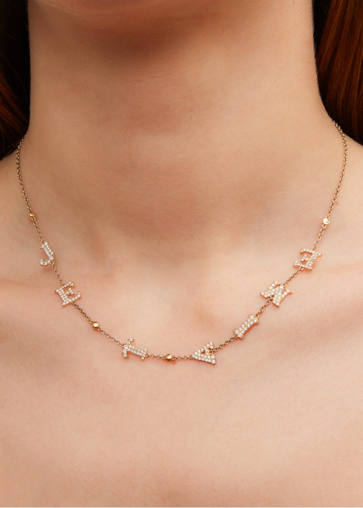 COLLIER JE T'AIME DIAMANTS OR JAUNE