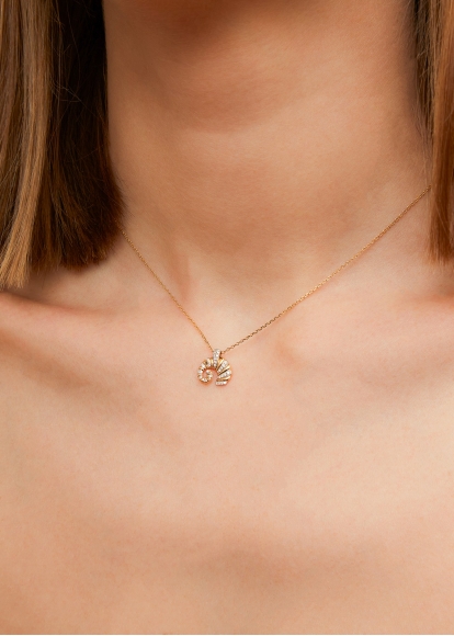 COLLIER MINI ÉLÉPHANT COQUILLAGE DIAMANTS OR JAUNE