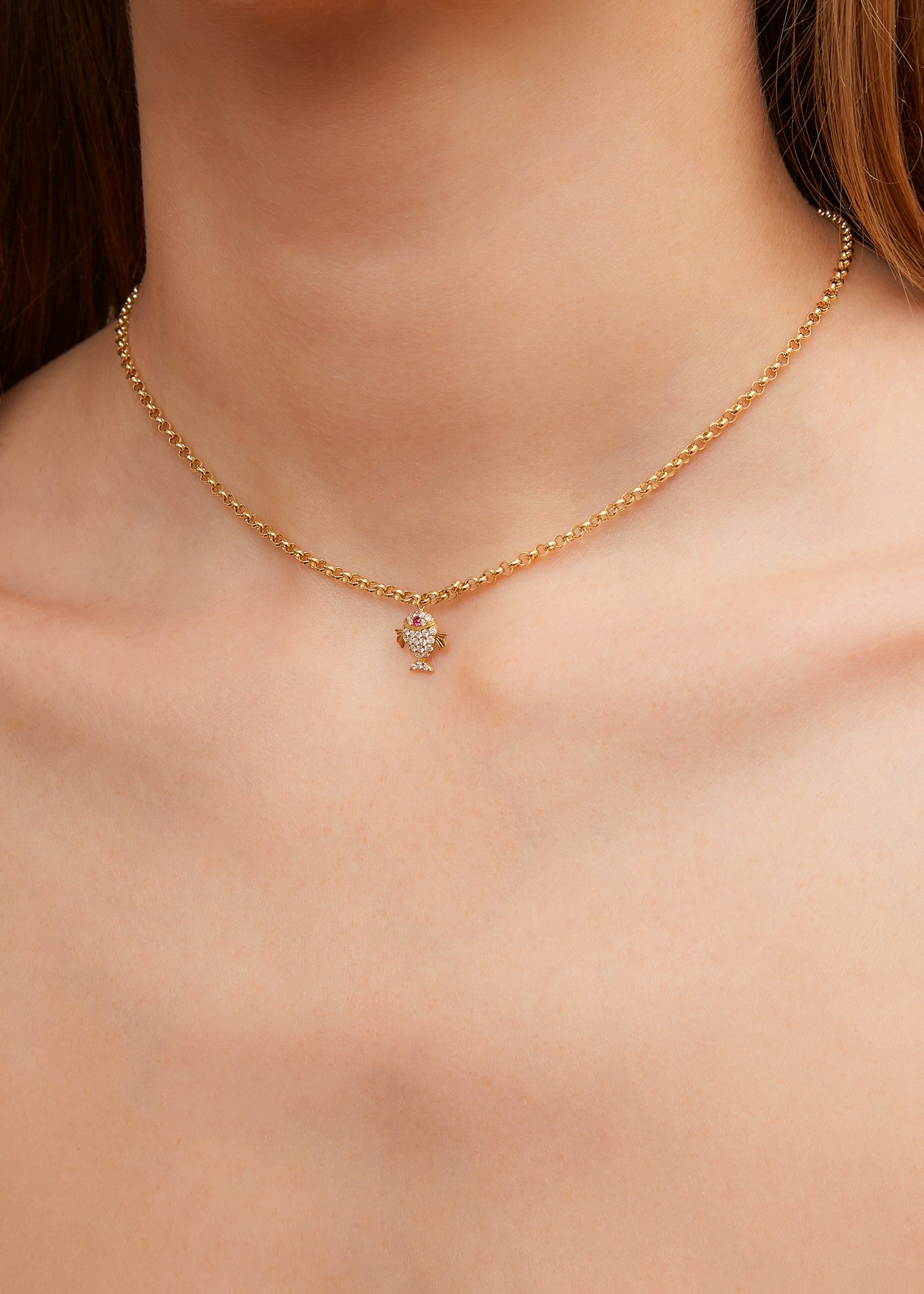 COLLIER PETIT POISSON OR JAUNE