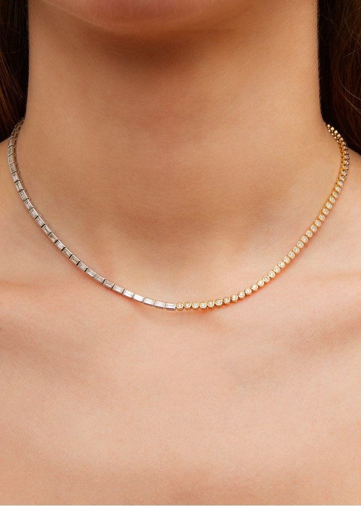 COLLIER RIVIÈRE BAGUETTES CLOS & DIAMANTS 2 ORS