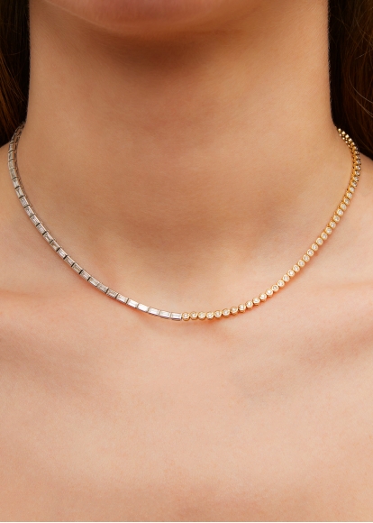 COLLIER RIVIÈRE BAGUETTES CLOS & DIAMANTS 2 ORS