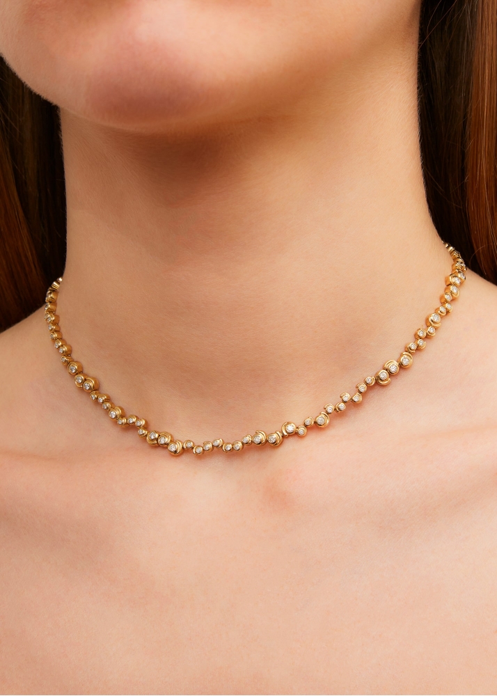COLLIER RIVIÈRE ESCARGOT DIAMANTS OR JAUNE