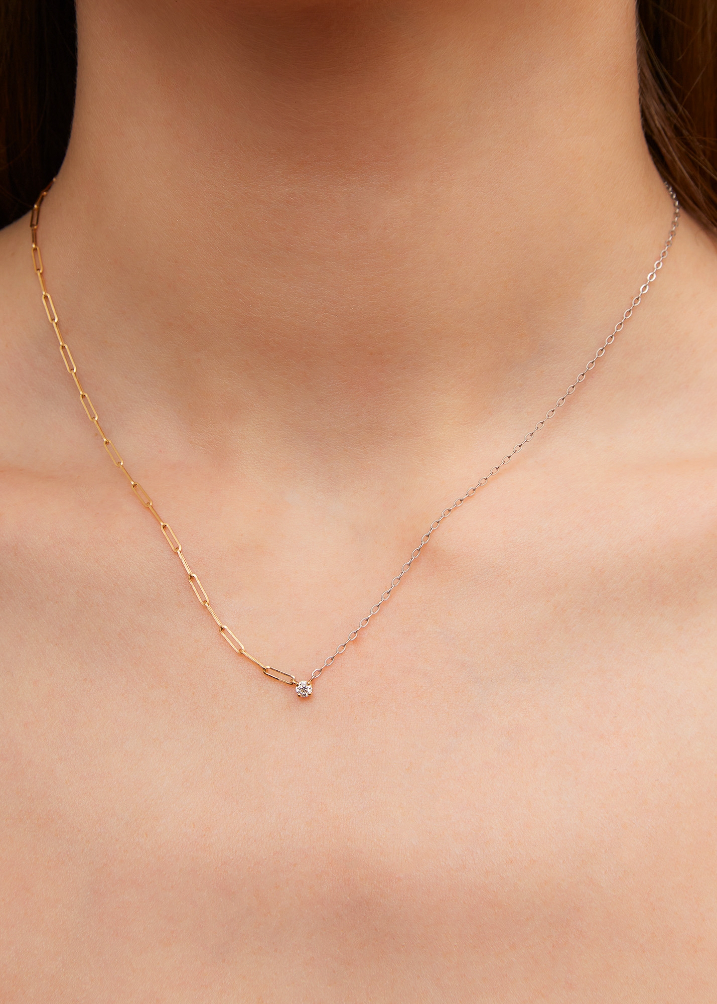 COLLIER SOLITAIRE DIAMANT ROND PM 2 ORS