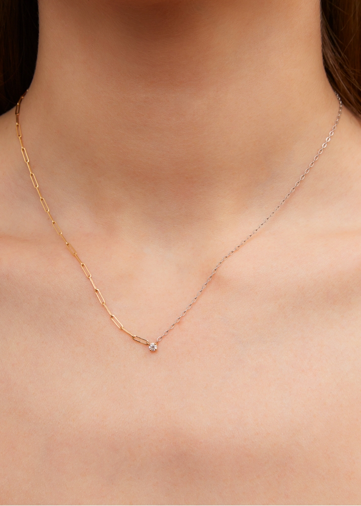 COLLIER SOLITAIRE DIAMANT ROND PM 2 ORS