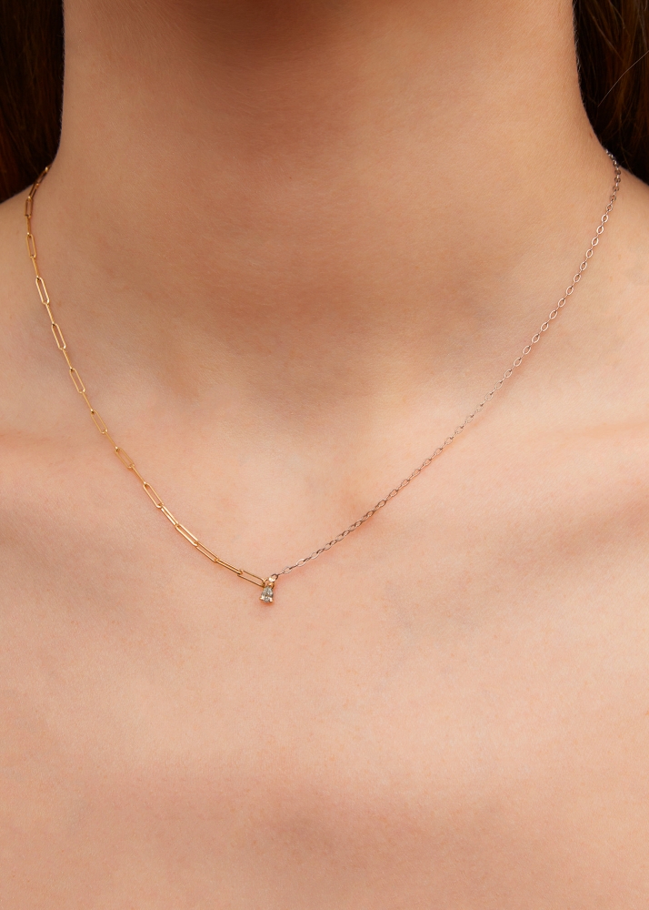 COLLIER SOLITAIRE DIAMANT POIRE PM 2 ORS