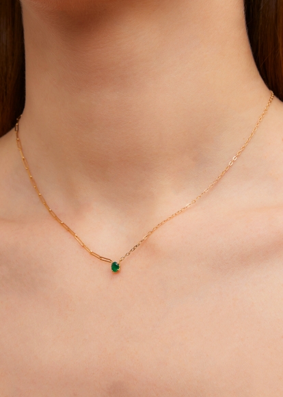 COLLIER SOLITAIRE ÉMERAUDE PM OR JAUNE