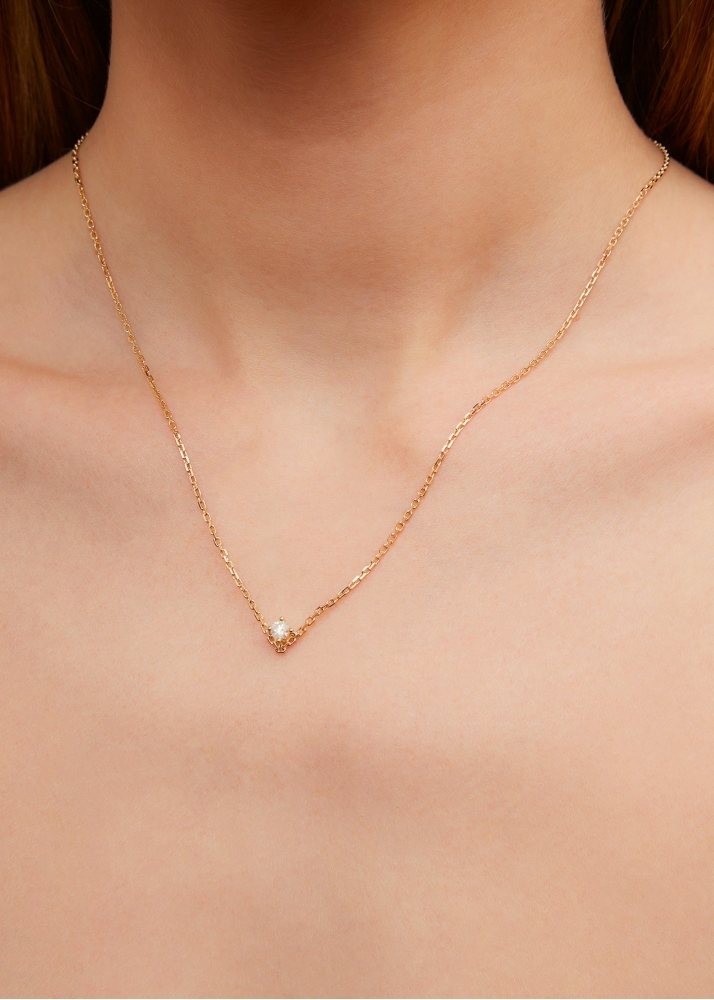 COLLIER SOLITAIRE V DIAMANT GM OR JAUNE