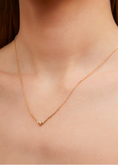 COLLIER SOLITAIRE V DIAMANT PM OR JAUNE