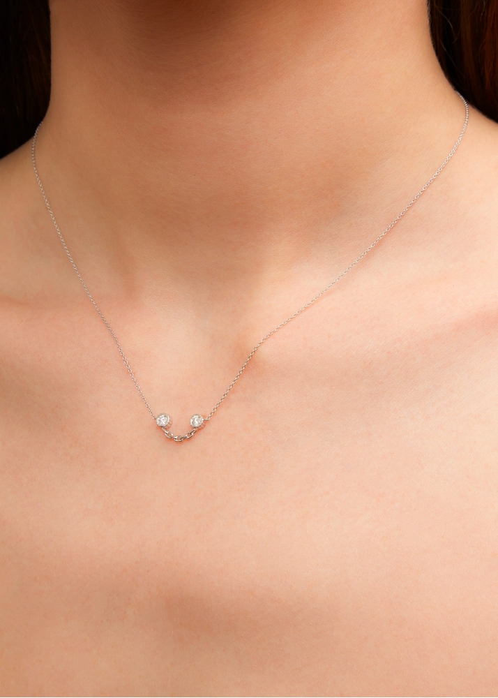 COLLIER SOURIRE DIAMANTS OR BLANC